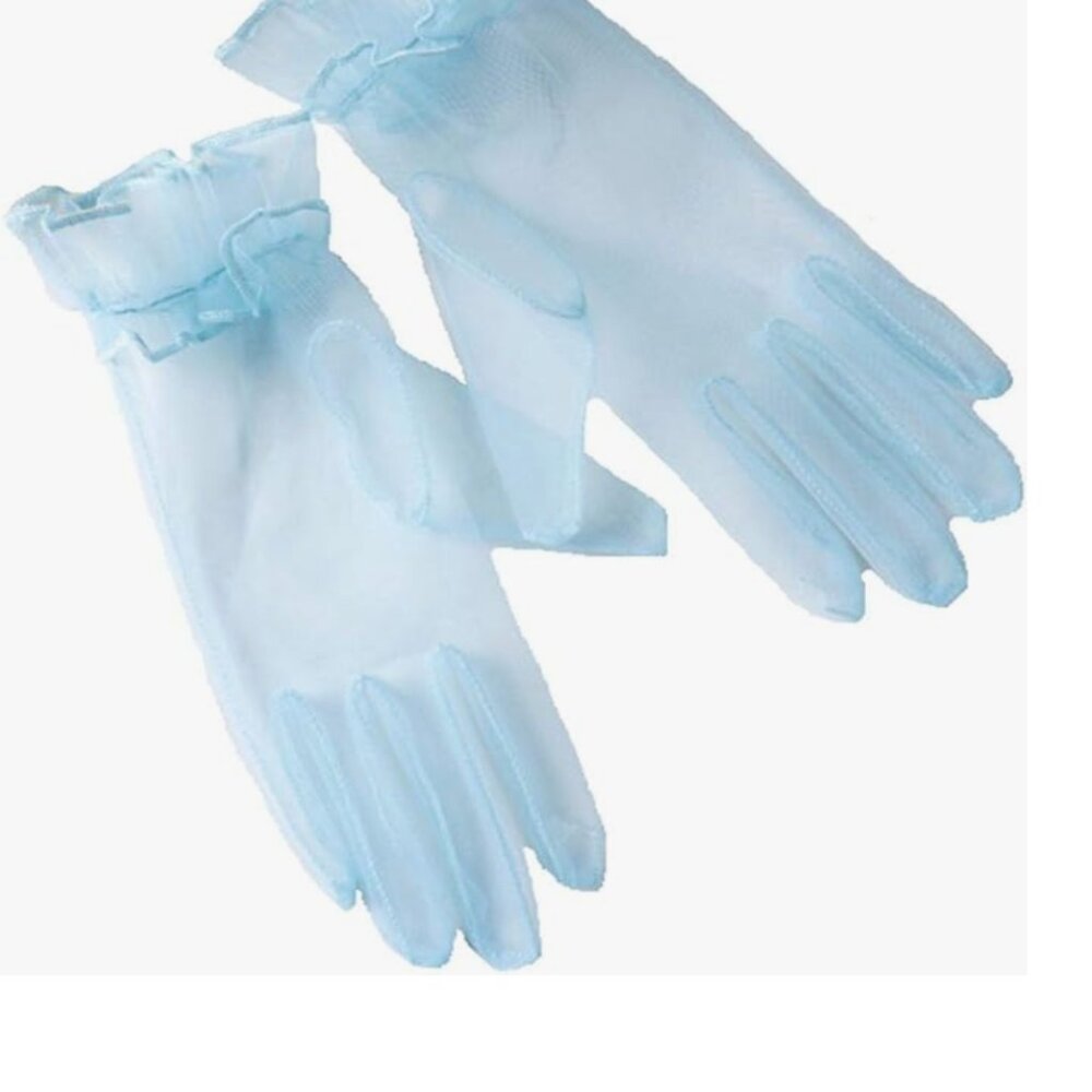 Woman's Blue Tulle Gloves - Picture 2 of 3